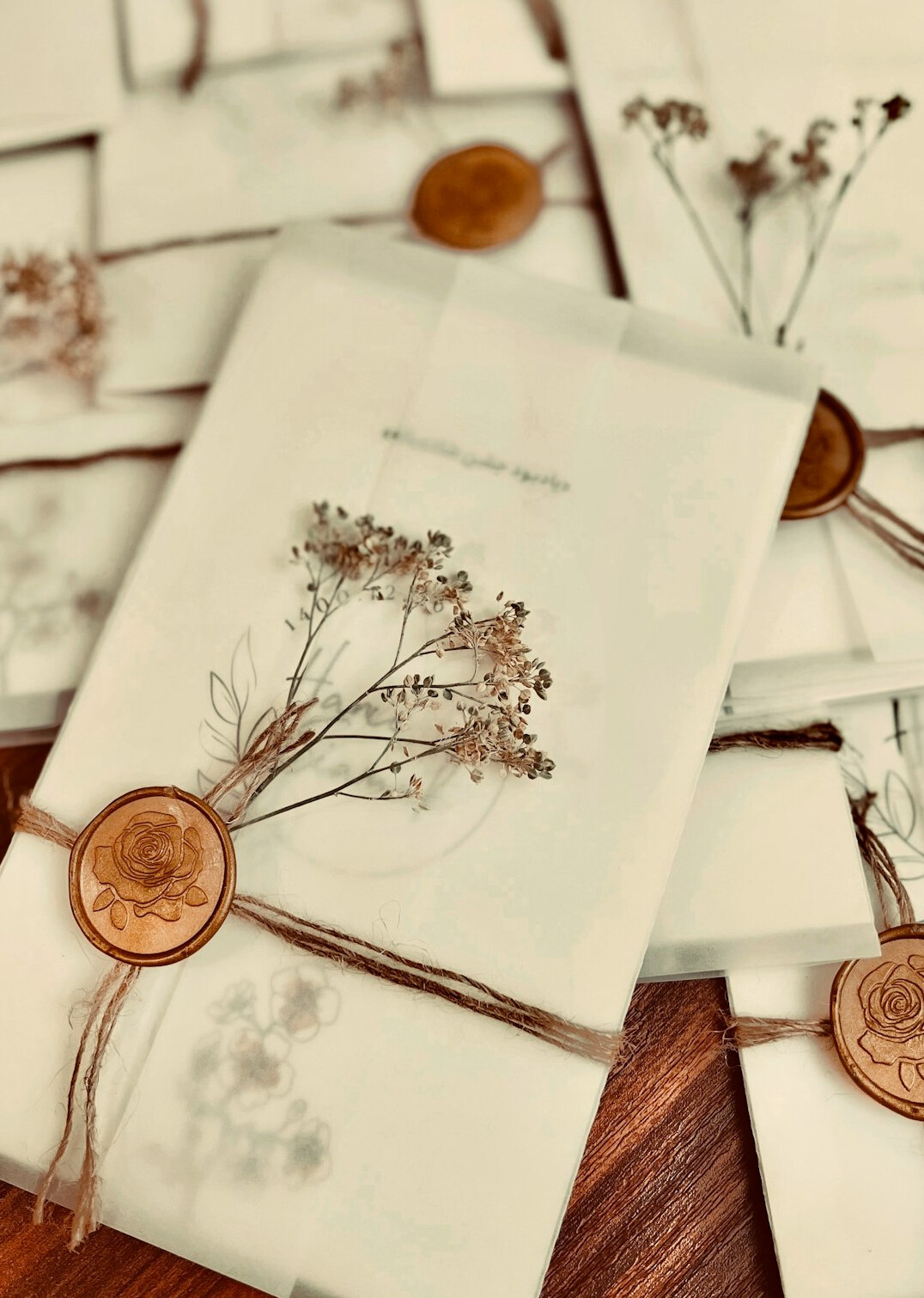 Sealed envelopes with wax seals, old photographs and a brass key